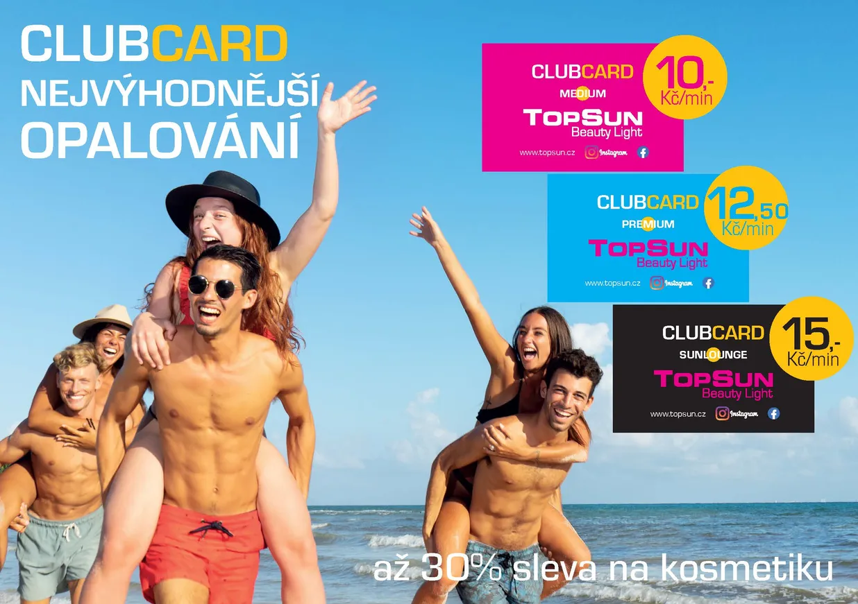 ClubCard – nejvýhodnější opalování: ceny za minutu